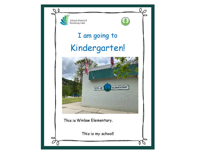 A photo of an elementary school embedded on a green bordered page.
